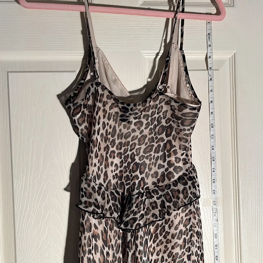 RARE! Y2K-Victoria’s Secret-M-leopard print, chiffon, stud, satin, slip, dress.